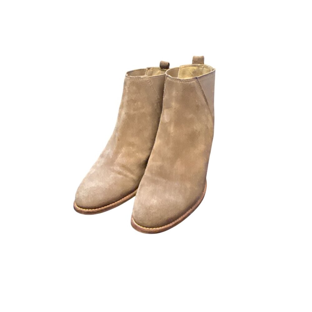 Charles‎ by Charles David Suede Chelsea Ankle Boots Beige Heel sz 10